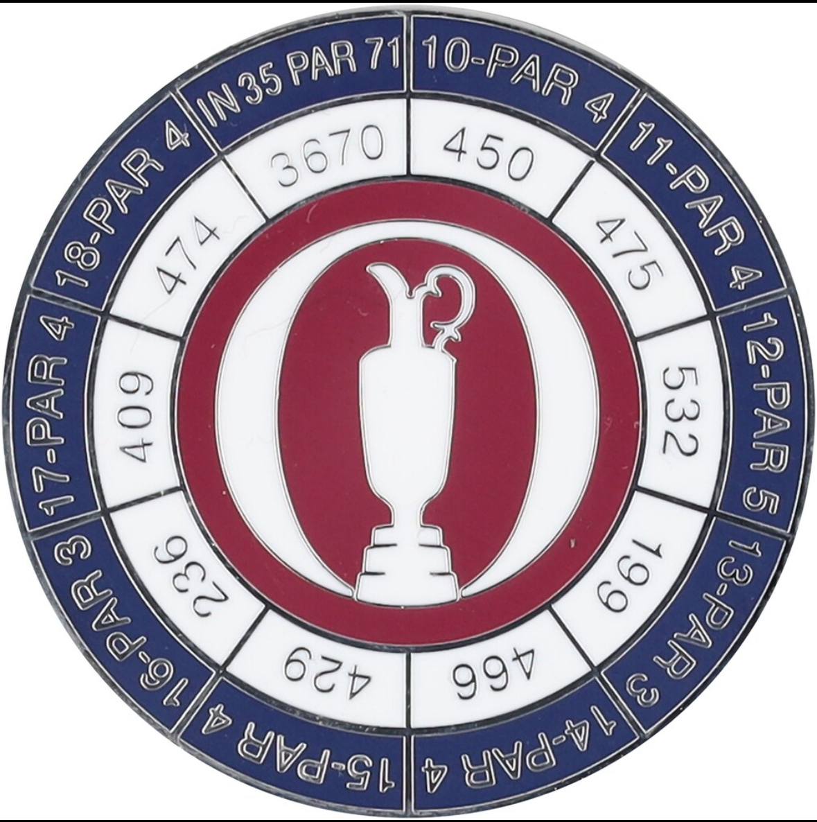 The 153rd Open Royal Portrush Yardage Collector Coin with marker
