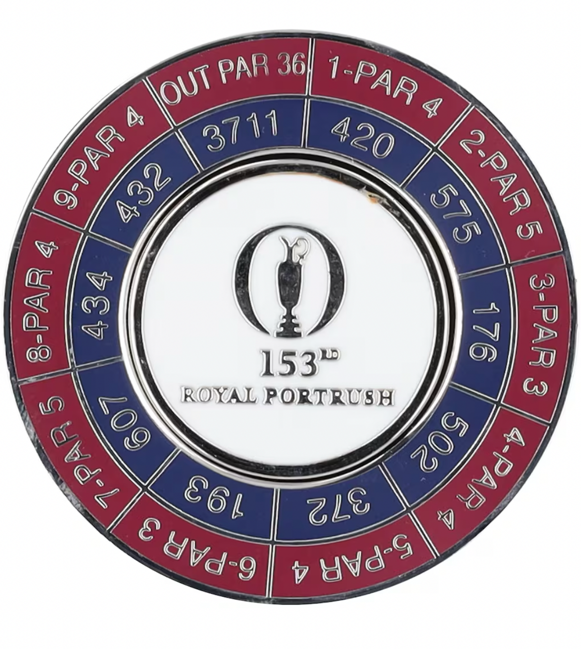 The 153rd Open Royal Portrush Yardage Collector Coin with marker