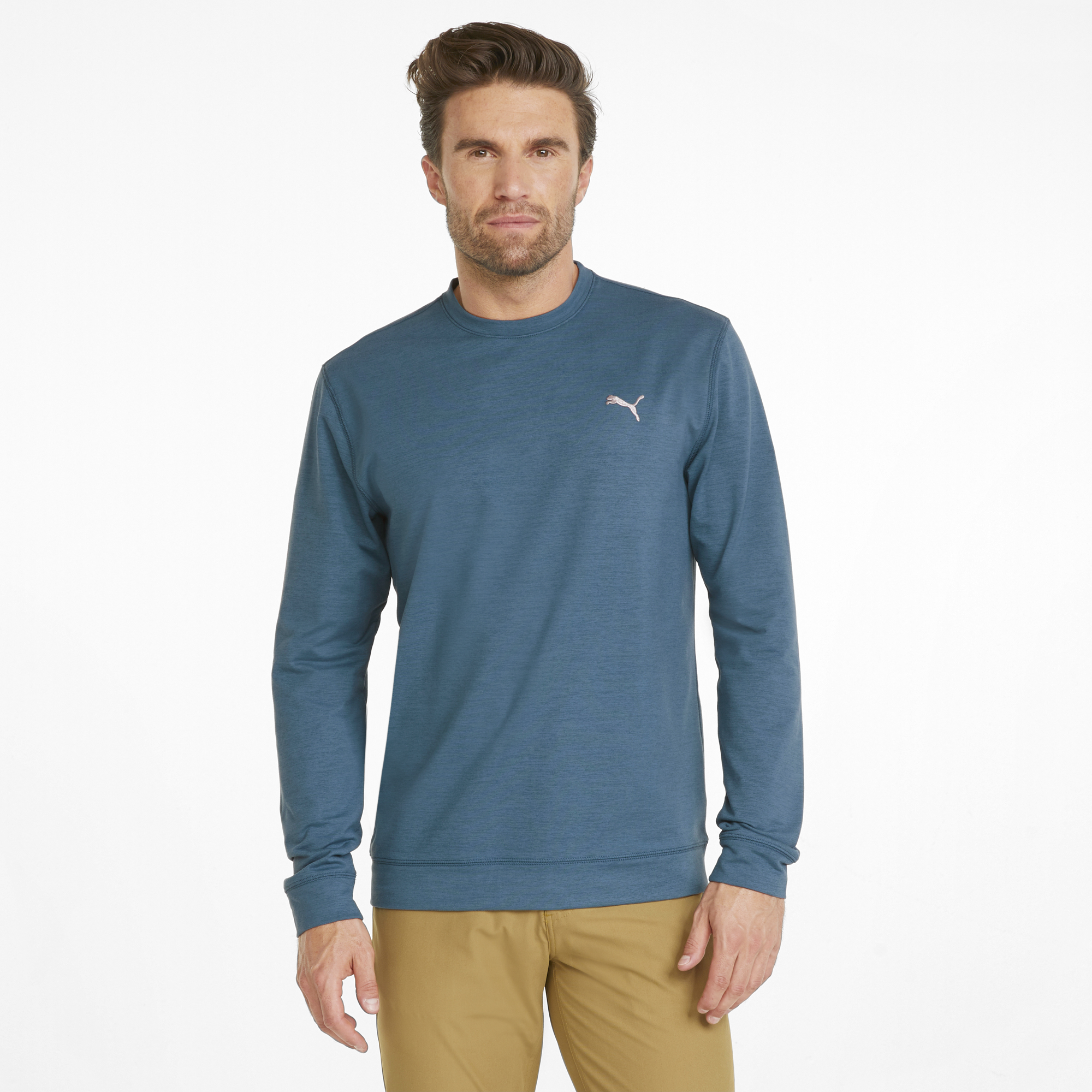 Coral Heather 'Cloudspun' Golf Crewneck