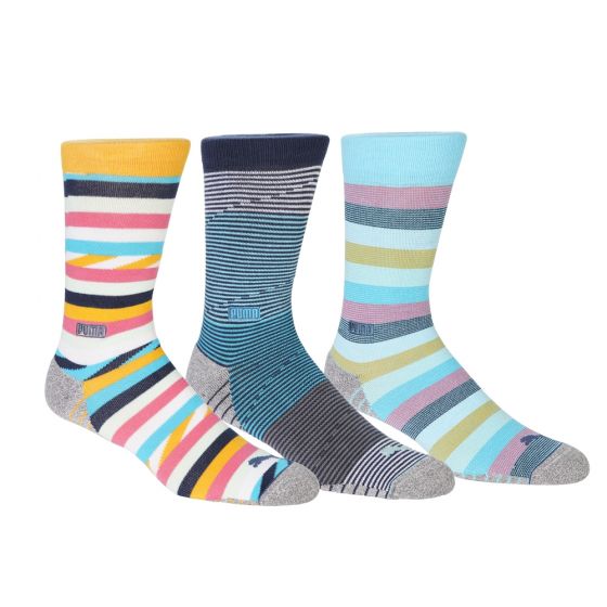 Multi 'FUSION' Stripe Crew Golf Socks (3 Pack) - MEN