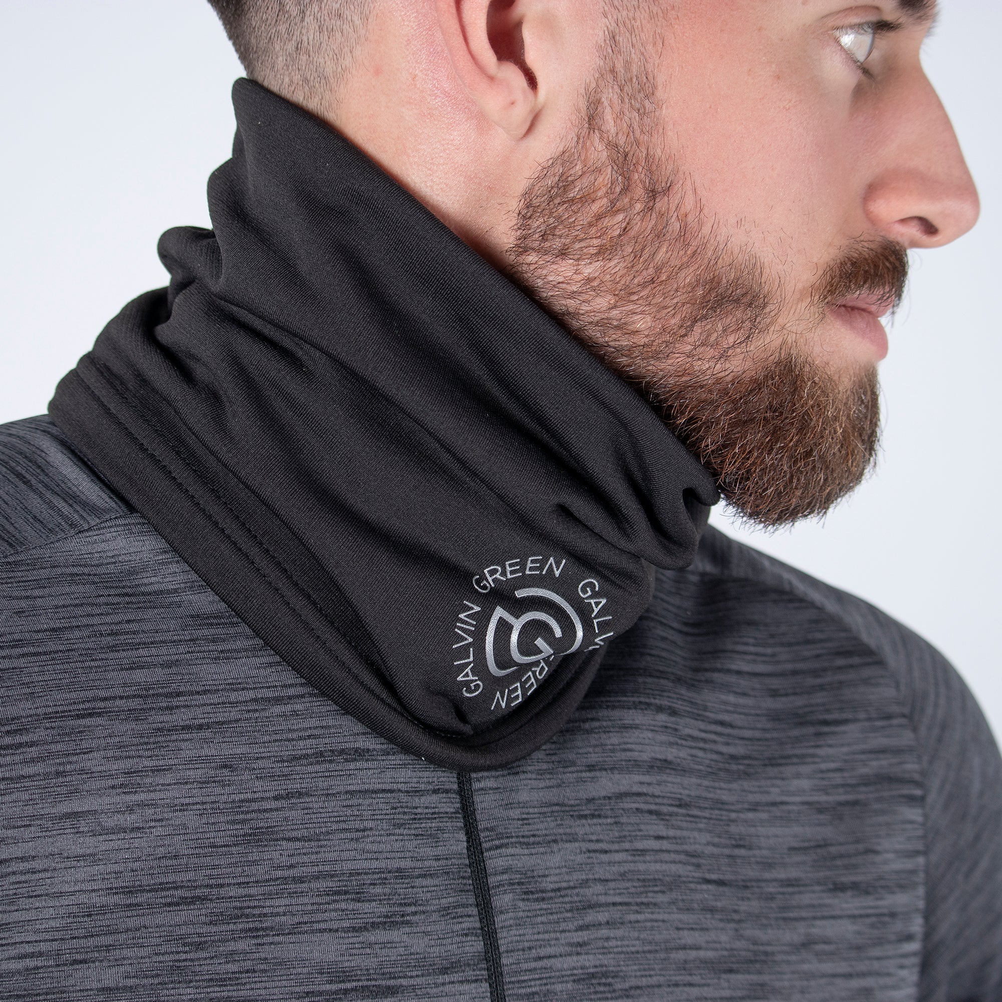 Black 'DEX' Snood/Bandana Golf neckwarmer in INSULA™ stretch fabric